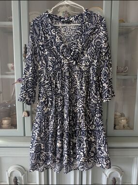 Rachel Zoe Navy and White Printed Dress